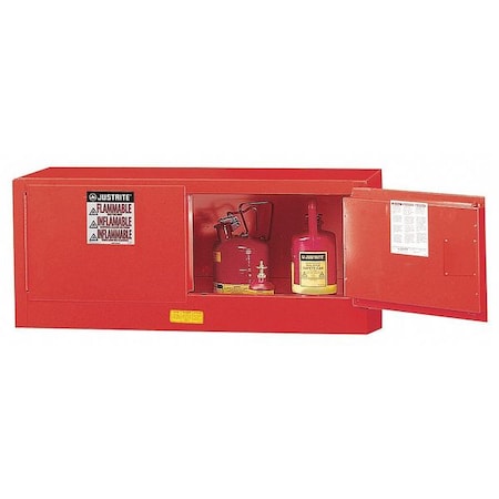 Justrite Hazardous Material Storage Cabinet, 12 gal, 0 Shelves, Steel, 43 in W x 18 in H x 18 in D, Red 891321
