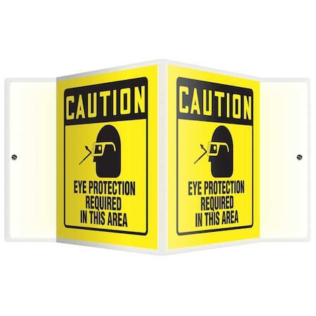 Accuform V-Shape Projection Sign, 6"X8-1/2", Legend: Eye Protection Required In This Area PSP360