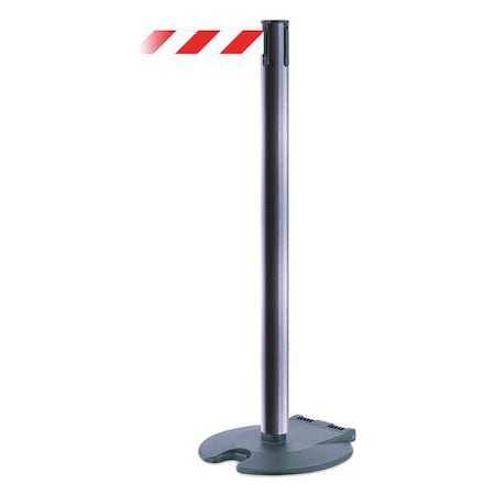 Tensabarrier Barrier Post with Belt, Red/White Diagonal, 7 1/2 ft Length, 38 in Post Height, No Legend RB1-73-73-STD-NO-D3X-C