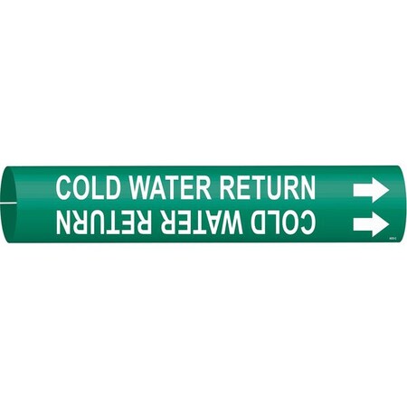 Brady Pipe Mrkr, Cold Water Return, 2-1/2to3-7/8 4030-C