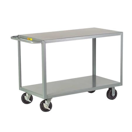 Little Giant Flat Handle Utility Cart, Steel, 3,600 lb Load Capacity, 2 Shelves, 53 1/2 in L, 24 in W, 36" H 2G24486PHBK