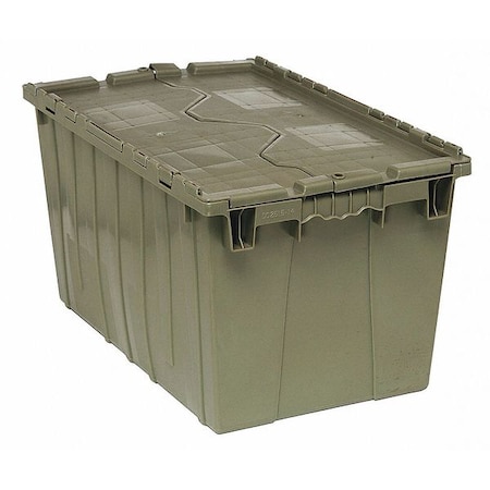 Quantum Storage Systems Attached Lid Container, 16.5 gal Volume Cap., 25 3/8 in L, 16 1/4 in W, 13 3/4 in H, Plastic, Gray QDC2515-14