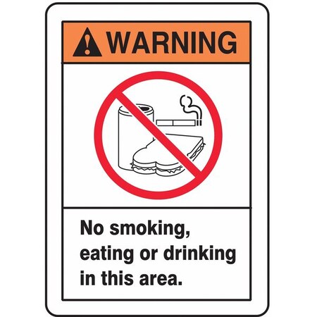 Accuform Warning No Smoking Sign, 14" Height, 10" Width, Plastic, Rectangle, English MRMK304VP