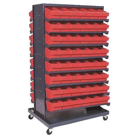 Quantum Storage Systems Steel Mobile Pick Rack, 36 in W x 60 in H x 24 in D, 16 Shelves, Gray QPRDM-601RD