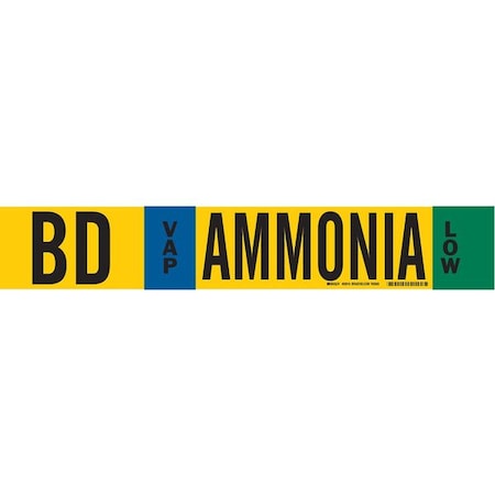 Brady Pipe Marker, Ammonia, 4 in H, 24 in W, 59919 59919