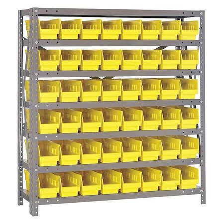 Quantum Storage Systems Steel Bin Shelving, 12 in D x 39 in H x 36 in W, 7 Shelves, Yellow 1239-101YL