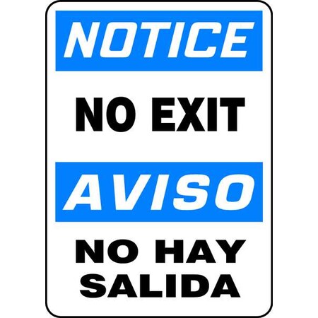 Accuform No Exit Sign, Plastic, 10" W, 14" H, No Exit/No Hay Salida, White SBMADM836VP