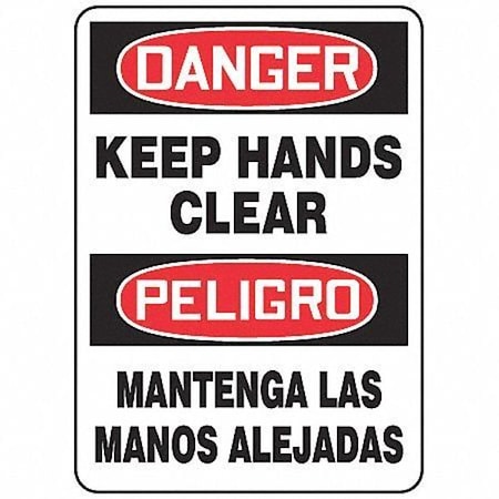 Accuform Spanish-Bilingual Danger Sign, 14 in Height, 10 in Width, Plastic, Rectangle, English, Spanish SBMEQM050VP