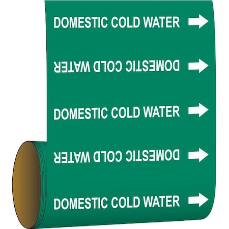 Brady Pipe Marker, Domestic Cold Water, Grn, 41458 41458