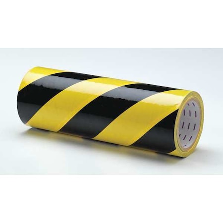 Zoro Select Floor Marking Tape, vinyl, No Legend, Black, Yellow, 12 in W., 7 mil Thickness 9GEK7
