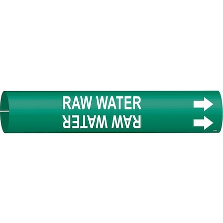 Brady Pipe Marker, Raw Water, Grn, 3/4 to1-3/8 In 4116-A