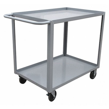 Zoro Select Utility Cart with Lipped Metal Shelves, Steel, 1,200 lb Load Capacity, 2 Shelves, 42 in L, 24 in W 9GEY9