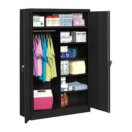 Tennsco Combo Wardrobe Storage Cabinet, 78 in H, 48 in W, Black, 6 Shelves, 0 Drawers J2478C BLACK