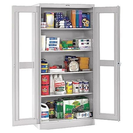 Tennsco Shelving Storage Cabinet, 78 in H, 48 in W, Swing, Keyed, Light Gray, 4 Shelves, 0 Drawers CVDJ1878A LIGHT GREY