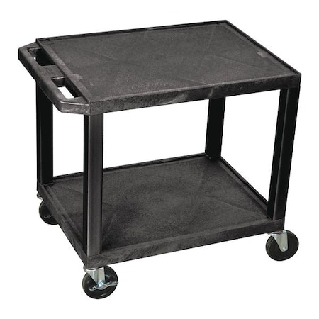 Zoro Select Utility Cart with Lipped Plastic Shelves, Thermoplastic Resin, 200 lb Load Capacity, 2 Shelves WT26E
