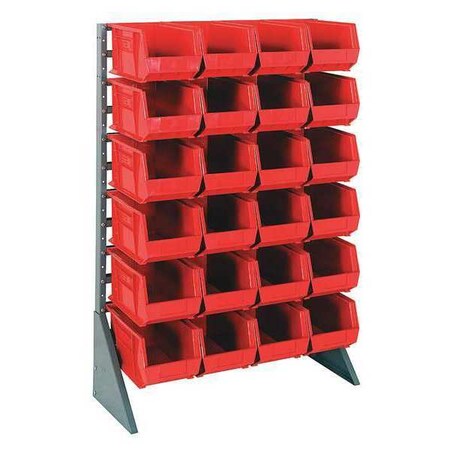 Quantum Storage Systems Steel Bin Rail Floor Rack, 15 in D x 54 in H x 36 in W, Red QRU-12S-240-24RD