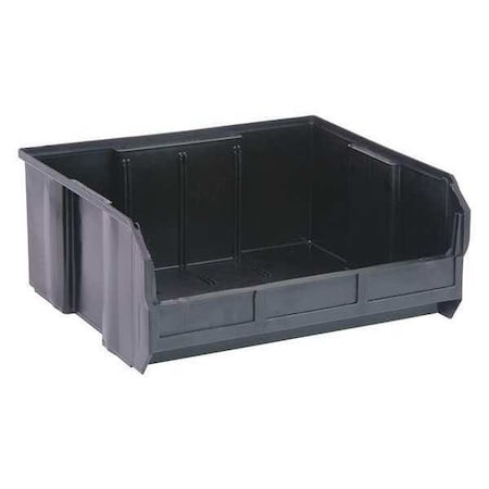 Quantum Storage Systems Hang & Stack Storage Bin, Polypropylene, Black, 7 in H, 16 1/2 in W, 14 3/4 in L QUS250BK