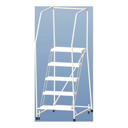 Ballymore 77 1/2 in H Aluminum Rolling Ladder, 5 Steps, 350 lb Load Capacity A5SH30
