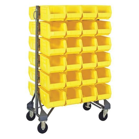 Quantum Storage Systems Steel Mobile Bin Rail Floor Rack, 36 in D x 53 in H x 20 in W, Yellow MQRU-12D-240-48YL