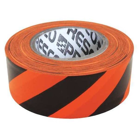 Zoro Select Flagging Tape, No Legend, Black/Orange, 1 3/16 in Wide x 300 ft Length, Vinyl, 2 mil SOBK-188