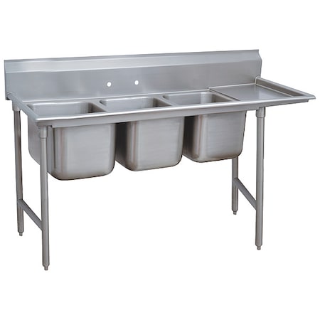 Advance Tabco Scullery Sink 24 in x 24 in, 3, 4, Floor Mount, 18 ga. 304 Stainless Steel 9-43-72-24L