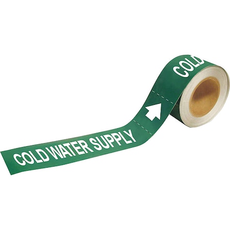 BRADY Pipe Marker, Cold Water Supply, 2 In.H 73874