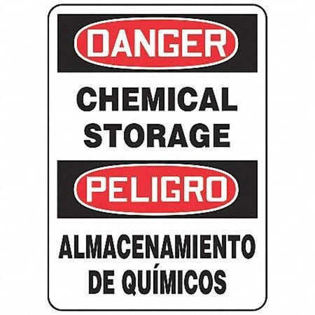 Accuform Danger/Peligro, Chemical Storage/Almacenamiento De Quimicos, 10" W x 14" H, Rectangle, Aluminum SBMCHL192VA