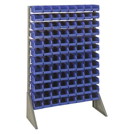 Quantum Storage Systems Steel Bin Rail Floor Rack, 36 in D x 54 in H x 15 in W, Blue QRU-12S-210-96BL