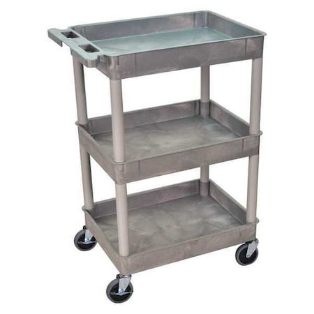 Zoro Select Utility Cart with Deep Lipped Plastic Shelves, 300 lb Load Capacity, 3 Shelves, 24 in L, 18 in W STC111-G