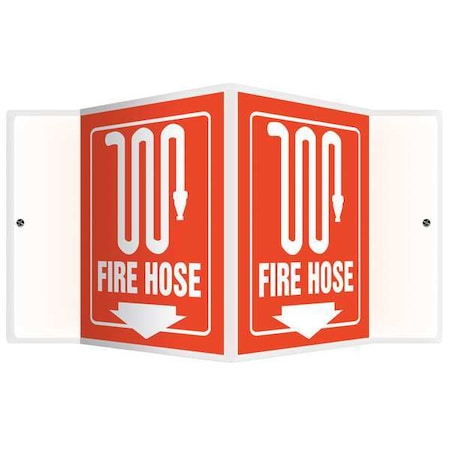 Accuform Fire Hose Sign, 6X8-1/2", WHT/R, PS, FH PSP613