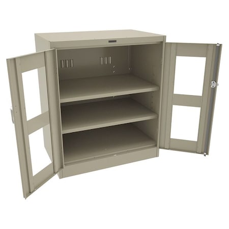 Tennsco Shelving Storage Cabinet, 42 in H, 36 in W, 24 in D, Swing, Keyed, Sand, 2 Shelves, 0 Drawers CVD2442 SAND