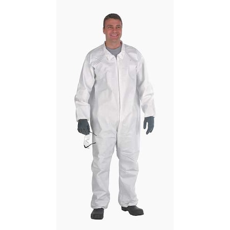 LAKELAND Hooded Disposable Coveralls, L, 25 PK, White, SBPP with Laminated Microporous Film, Zipper CTL428-LG