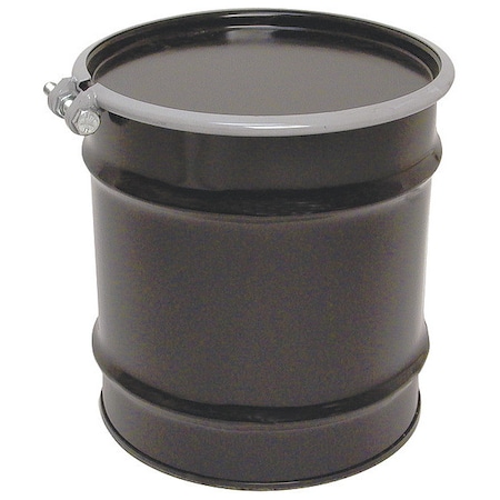 Zoro Select Open Head Transport Drum, Steel, 8 gal, Lined, Black OH8-1R