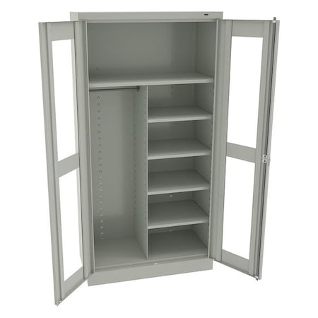 Tennsco Combo Wardrobe Storage Cabinet, 72 in H, 36 in W, Swing, Keyed, Light Gray, 5 Shelves, 0 Drawers CVD1472 LIGHT GREY