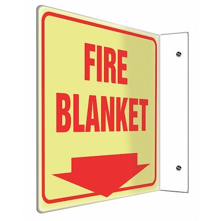Accuform Fire Blanket Sign, 8X10", R/Glow, ENG PSP453