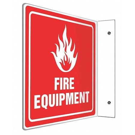 Accuform Fire Equipment Sign, 8X8", WHT/R, PLSTC PSP722