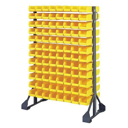 Quantum Storage Systems Steel Bin Rail Floor Rack, 20 in D x 54 in H x 36 in W, Yellow QRU-12D-220-192YL