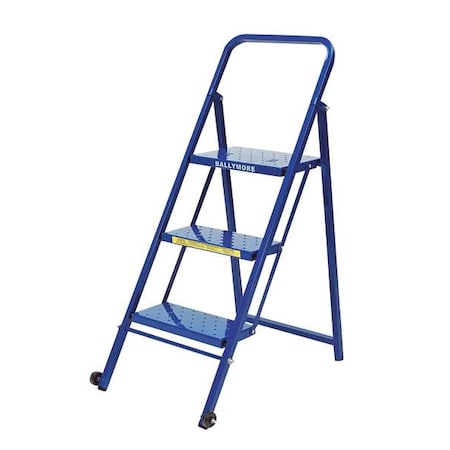 Ballymore 46 in H Steel Folding Rolling Ladder, 3 Steps, 300 lb Load Capacity TL318