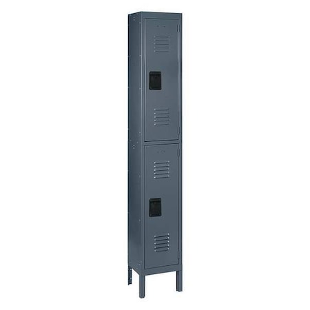 Edsal Wardrobe Locker, 12" W, 18" D, 78" H, (1) Wide, (2) Openings, Gray CL5091GY-UN