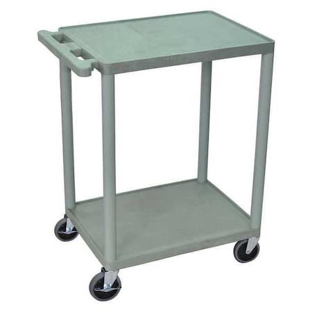 ZORO SELECT Utility Cart with Lipped Plastic Shelves, Polyethylene, Flat, 2 Shelves, 300 lb HE32-G