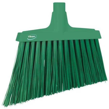 VIKAN 11 51/64 in Sweep Face Angle Broom, Synthetic, Green 29142