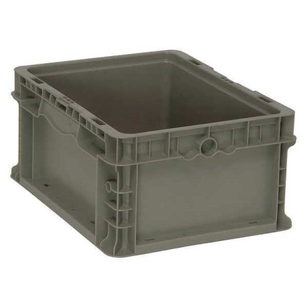 Quantum Storage Systems Solid & Stackable Straight Wall Storage Container, 3.7 gal, 12 in L x 15 in W x 7-1/2 in H, Gray RSO1215-7