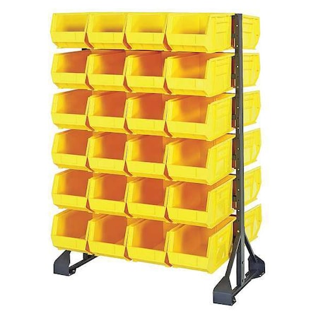 Quantum Storage Systems Steel Bin Rail Floor Rack, 20 in D x 54 in H x 36 in W, Yellow QRU-12D-240-48YL