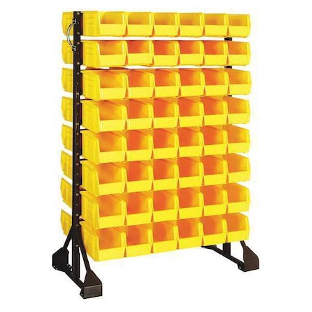 Quantum Storage Systems Steel Bin Rail Floor Rack, 20 in D x 54 in H x 36 in W, Yellow QRU-16D-230-96YL