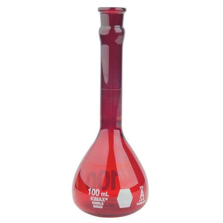Kimble Chase Volumetric Flask, 100mL, Red, PK6 92822N-100