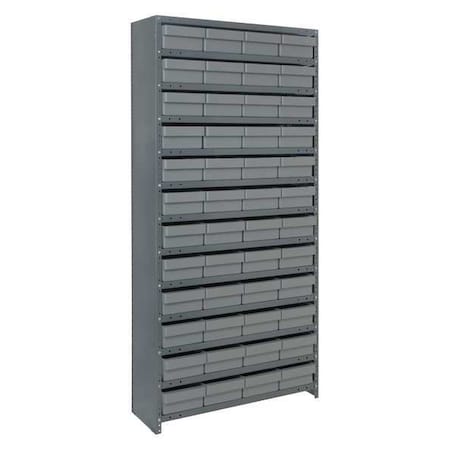 Quantum Storage Systems Steel Enclosed Bin Shelving, 36 in W x 75 in H x 12 in D, 13 Shelves, Gray CL1275-701GY
