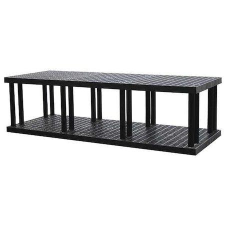 Structural Plastics Starter Plastic Shelving, Open Style, 36 in D, 96 in W, 27 in H, 2 Shelves, Black S9636B