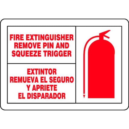 Accuform Fire Extinguisher Sign, 3 1/2 in Height, 5 in Width, Vinyl, English, Spanish SBLFXG513VSP