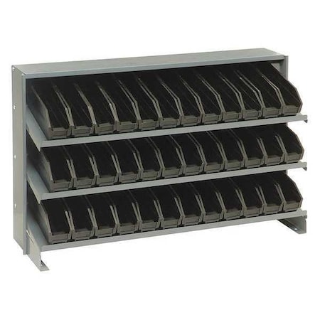 Quantum Storage Systems Steel Bench Pick Rack, 12 in D x 21 in H x 36 in W, 3 Shelves, Black QPRHA-100BK