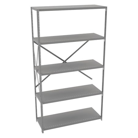 Tennsco Metal Shelving, 18"D x 48"W x 87"H, 5 Shelves, Carbon Steel QO5-4818AB